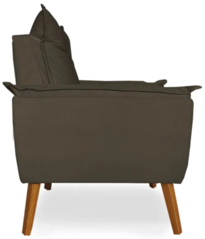Poltrona Decorativa Apolo Pés Madeira Suede Marrom - Sheep Estofados - Marrom