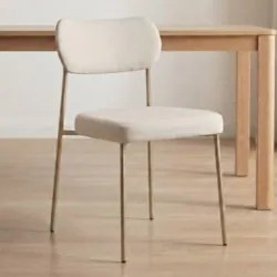 Cadeira Jantar Estofada Pé Metal Rosê Kit 4 Lavy Linho Bege S08 - Mpoz