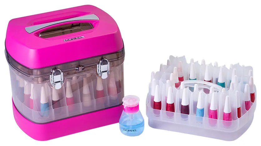 Maleta P/ 68 Esmaltes Profissional C/ Porta Acetona Rosa - Dompel