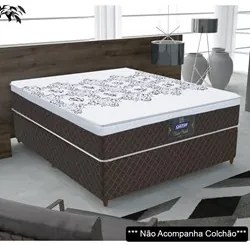 Base Para Cama Box Casal 138cm Poliéster Bordado New York Marrom - Gaz
