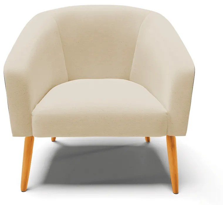 Poltrona Decorativa Pé Palito Castanho Stella Preto/Linho Areia D03 - D'Rossi