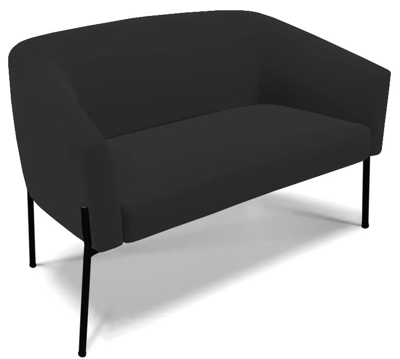 Sofá Namoradeira e 2 Poltronas Pé de Ferro Preto Stella Veludo Preto D03 - D'Rossi