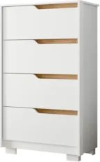Cômoda Para Quarto 4 Gavetas 70cm Sole Flex Branco/Freijó   - Albatroz
