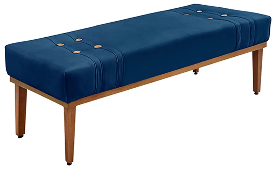 Recamier Decorativo 140cm Kors Suede Pés de Madeira Azul Marinho G63 - Gran Belo