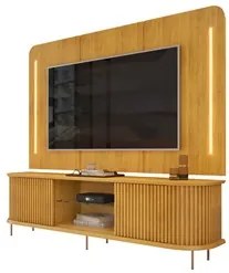 Painel Para TV 75 Pol e Rack Bancada Ripado 218cm World D04 Cedro - Mp