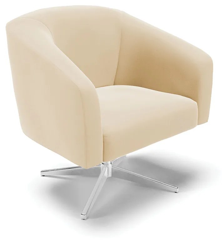 Poltrona Decorativa Giratória Cromada Kit 2 Stella Suede D03 - D'Rossi - Bege