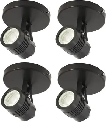 Kit 4 Spots LED Sobrepor Direcionável Abs Preto 6W IP65