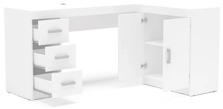 Mesa Para Escritório Espanha 2 Portas 3 Gavetas - Branco