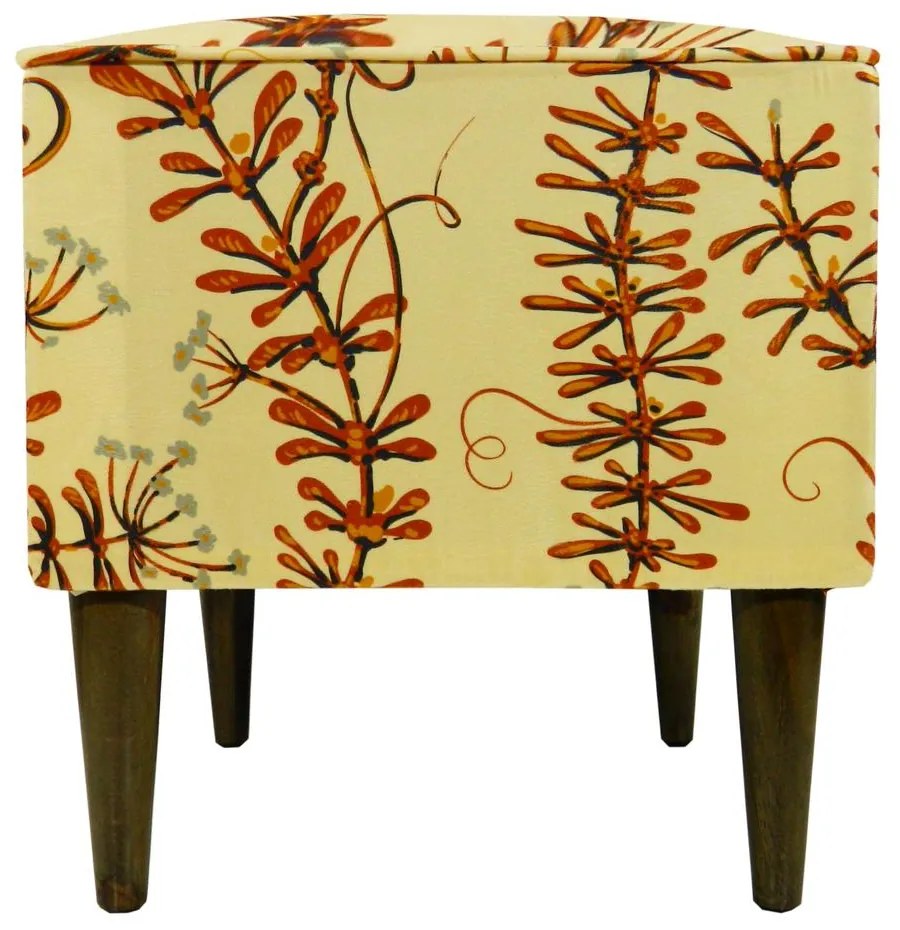 Puff Quadrado Milão Suprema em Suede com Pés Palito - Flores