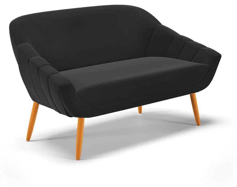 Namoradeira 02 Lugares Giovana Suede Pés Palito Castanho - D'Rossi - Preto