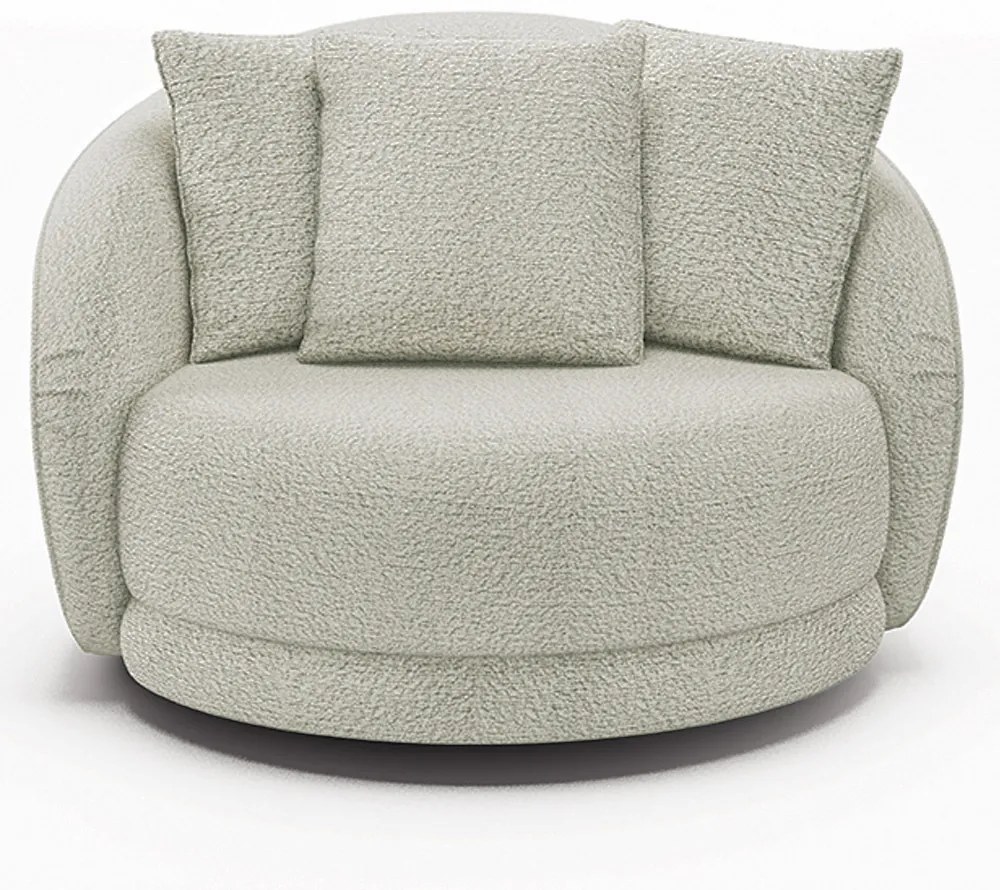 Poltrona Decorativa Base Giratória Galáxia com Almofadas Boucle Off White G45 - Gran Belo