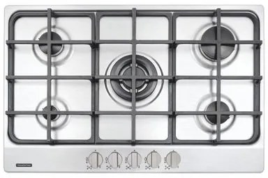 Cooktop a Gás Tramontina New Penta 5GX Tri 75 HE Safestop em Aço Inox e Trempes em Ferro Fundido 5 Queimadores