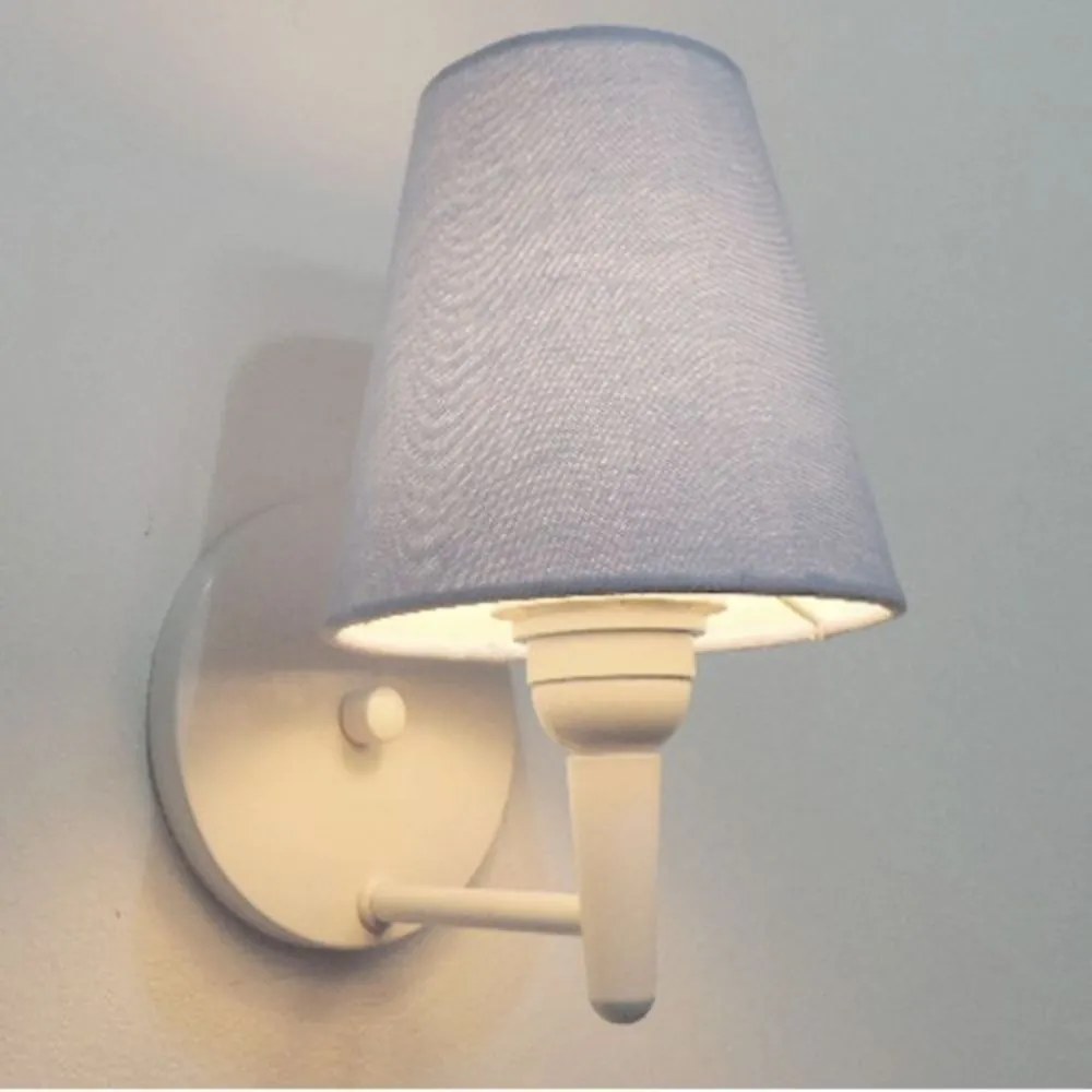 Arandela Cone Md-2004 Base Branco Cúpula em Tecido 14/14x07cm Azul Bebê - Bivolt