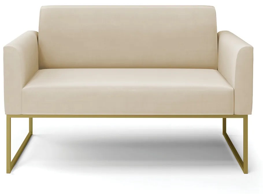 Sofá Namoradeira Base Industrial Dourado Marisa Suede D03 - D'Rossi - Bege