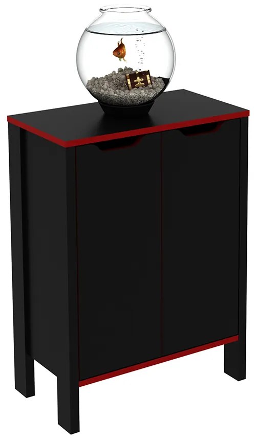 Armário 2 Portas para Escritório Home Office Gamer ME4164 MDP Preto/Vermelho G69 - Gran Belo