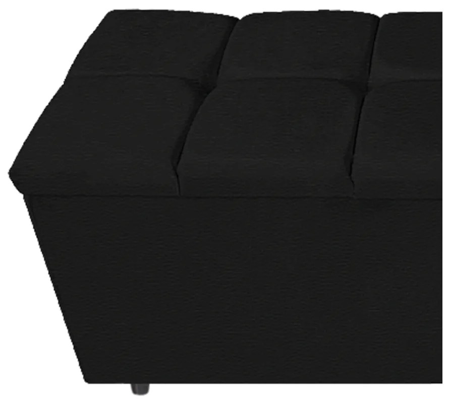 Calçadeira Estofada Manchester 90 cm Solteiro Corano Preto - ADJ Decor