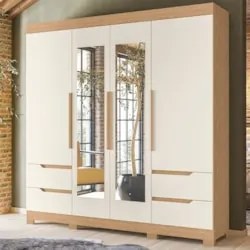 Guarda Roupa Casal 212cm com Espelho Vivacce Off/Freijó - Albatroz