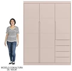 Guarda Roupa Infantil 3 Portas e 4 Gavetas Pérola Rose - Phoenix