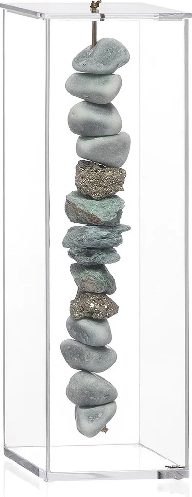 Escultura Pedra Fuchsita c/ Caixa de Acrílico - GG  GG