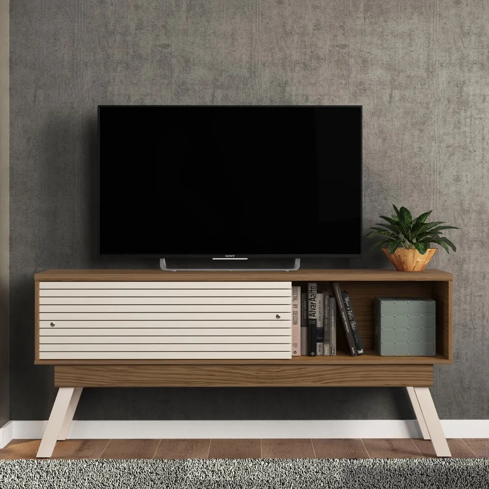 Rack TV 65 Pol 150cm Bancada para Sala Orlin M20 - D'Rossi - Naturale e Off White