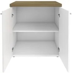 Mesa Escrivaninha em L Sharp e Balcão 70cm 2 Portas Tok A06 Olmo/Branc