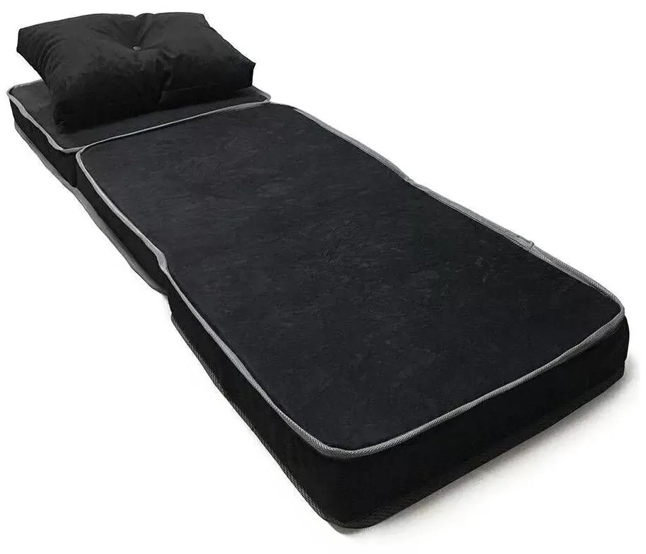 Puff Multifuncional 3 Em 1 + Travesseiro Solteiro - Suede E Corino Pre... (Bege)