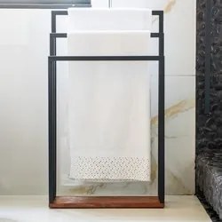 Toalheiro de Chão para Banheiro Glam Base de Madeira D09 Preto - Mpoze