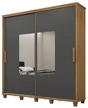 Guarda-Roupa Monte Carlo C/Espelho Cinamomo/Grafite – RV Móveis
