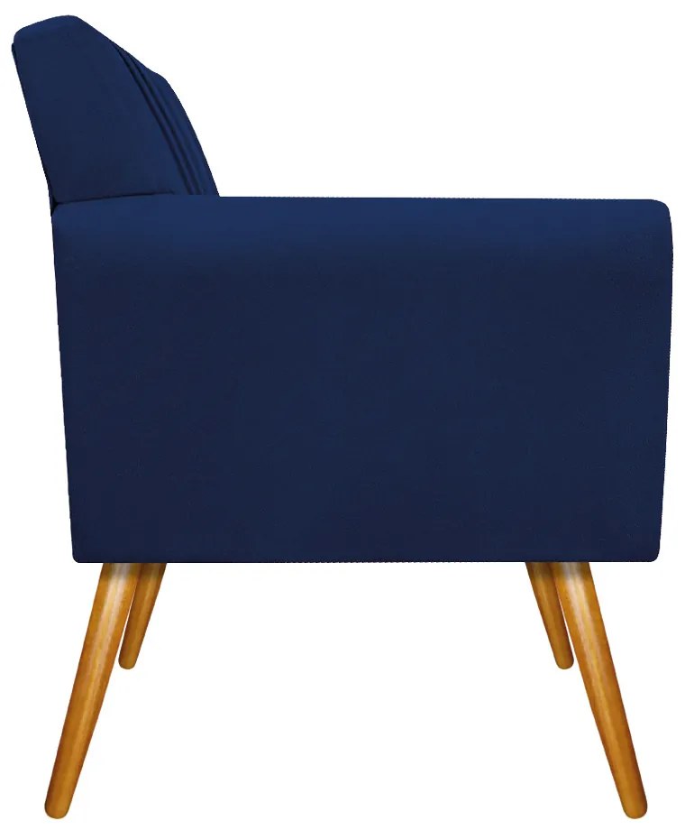 Poltrona Laura Pés Palito Mel Suede Azul Marinho - ADJ Decor