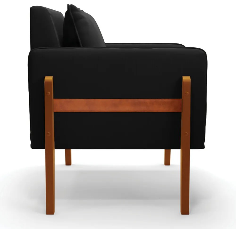 Poltrona Lana Suede Base de Madeira - D'Rossi - Preto