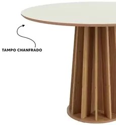 Mesa De Jantar Redonda 4 Lugares Thalia D01 Off White/Freijó - Mpozena