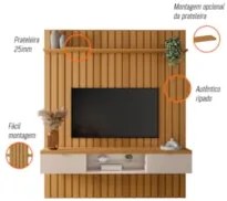 Painel TV 55 Pol You 1.8 com Bancada Illusion Cinamomo/Off - HB Móveis