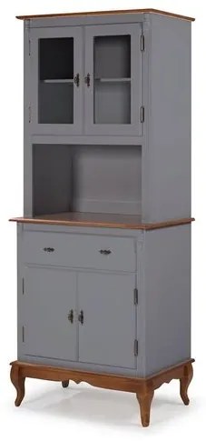 Arca Oratoria Martin Cinza Escuro 2 Portas Vidro 2 Portas Madeira 2 Prateleiras 1 Gaveta Base Imbuia 205cm - 59926 Sun House
