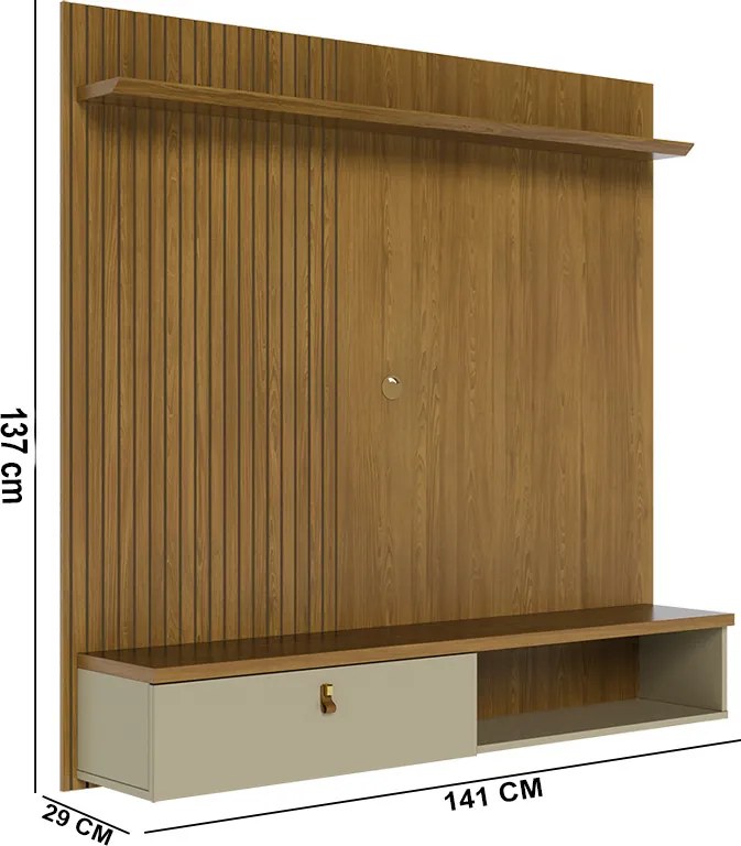 Painel TV 55 Pol 141cm Bancada Suspensa para Sala Seluna Cumaru/Opala M20 - D'Rossi