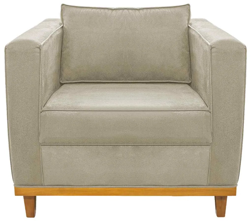 Poltrona Decorativa Europa Linho Bege ADJ Decor