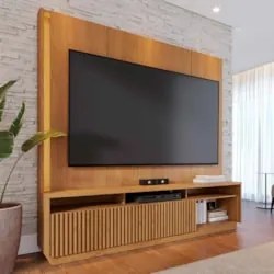 Estante Painel TV 75 Pol Com LED 200cm Mafra Freijó C05    - Mpozenato