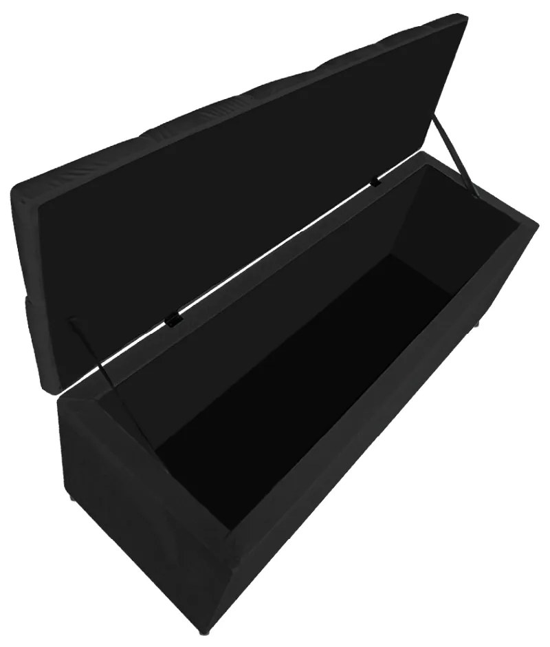 Calçadeira Estofada Liverpool 90 cm Solteiro Suede Preto - ADJ Decor