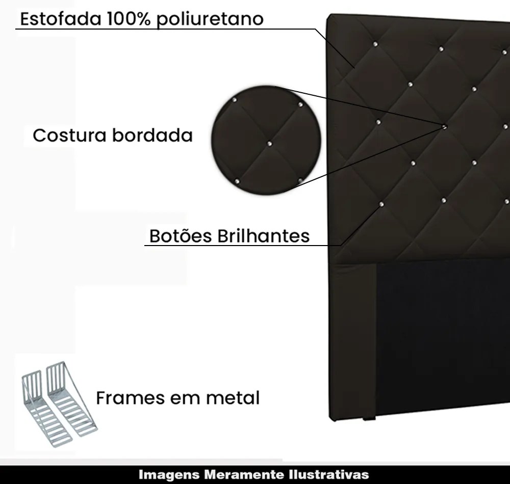 Cabeceira Decorativa Casal 1,40M Tàzio PU Marrom G63 - Gran Belo