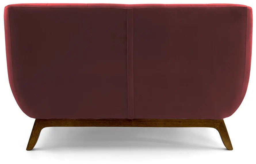 Sofá 2 Lugares Odeon D07 140cm Base Madeira Veludo Bordô - D'Rossi