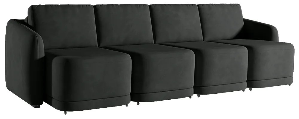 Sofá Cama Modulado Retrátil e Reclinável Decorativo Varsóvia 396cm Veludo Cinza Chumbo G33 - Gran Belo