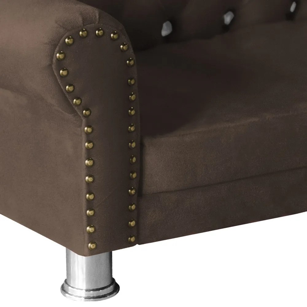 Mini Divã Sofá Realeza Cama Pet para Cães ou Gatos Elegante Suede Marrom