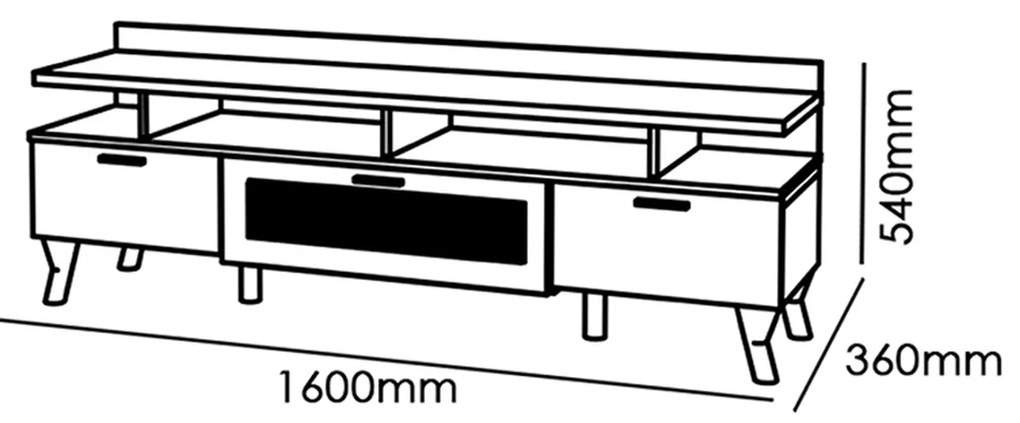 Bancada para Televisão 160cm Arcade Nature/Off White - Mobler - Marrom