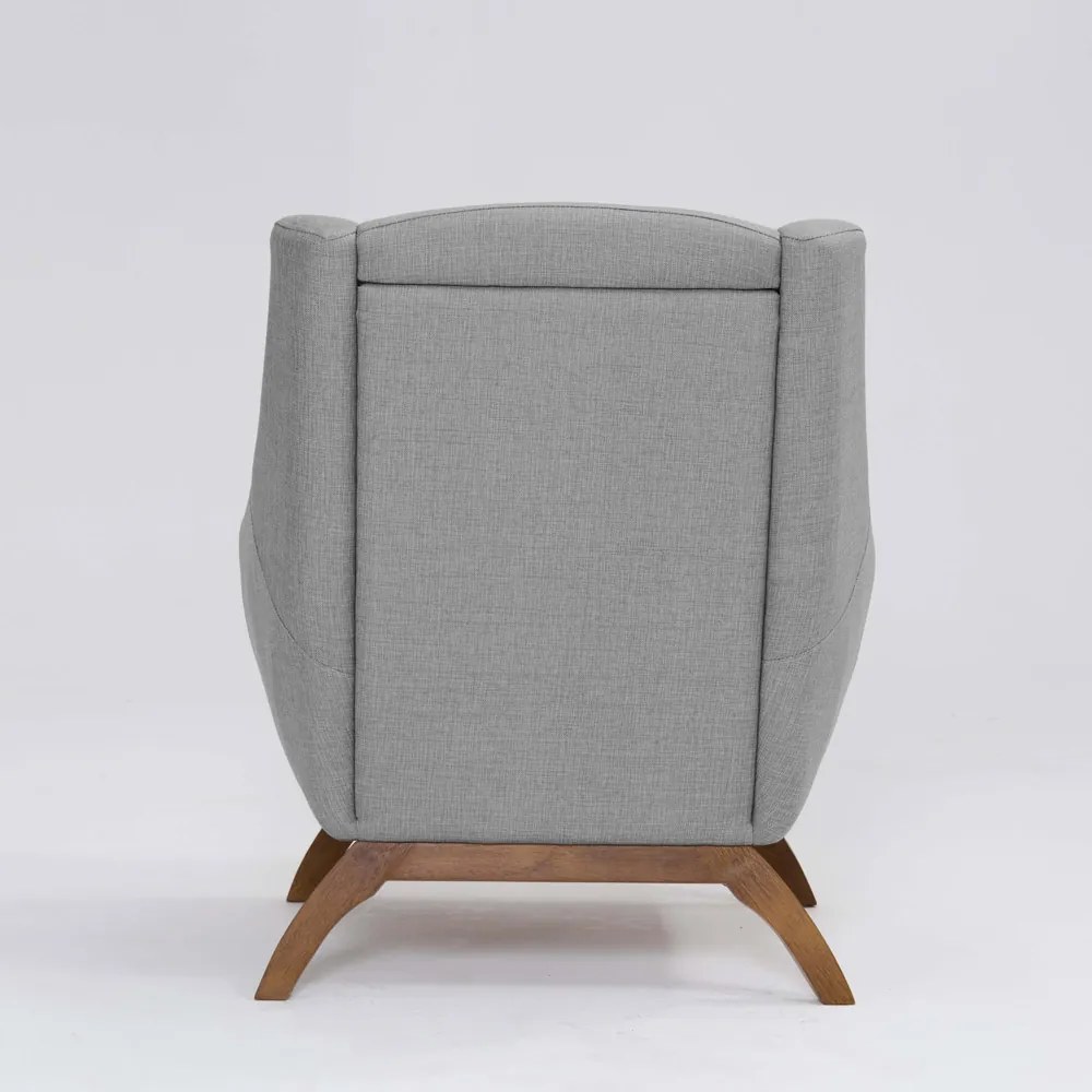 Poltrona Decorativa Mildred D07 Pés Madeira Linho Mescla Elefante - D'Rossi