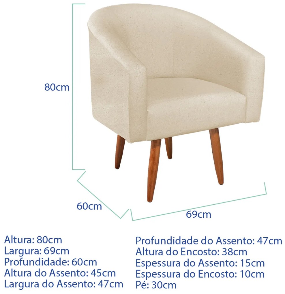 Kit 2 Poltronas Decorativa Jade Design Moderno Sala de Estar Quarto Escritório Confortável Luxo Pés Palito Bouclé