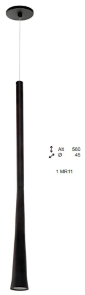 Pendente Bugle Ø4,5X56Cm Cone Longo Metal Aluminio 01Xmr11 Gu10 - Old... (PRETO)