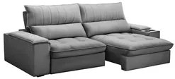 Sofá Retrátil 3 Lugares com Porta Copo 250cm Andes F05 Veludo Cinza -