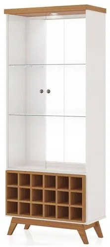 Cristaleira Adega Uruguai Alta Led Off White Nichos Freijó - 47487 Sun House