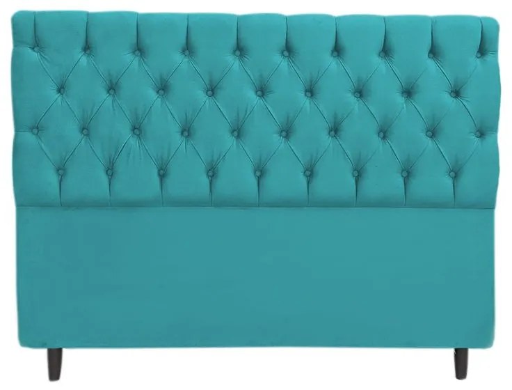 Cabeceira com Calçadeira Baú Casal 140cm Nicole Suede Turqueza - Sheep Estofados - Água