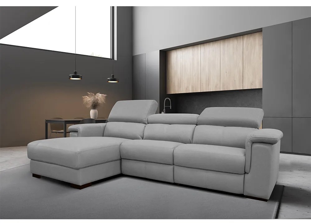 Sofá de Couro Elétrico e Modulado com Chaise Quieve - 283cm