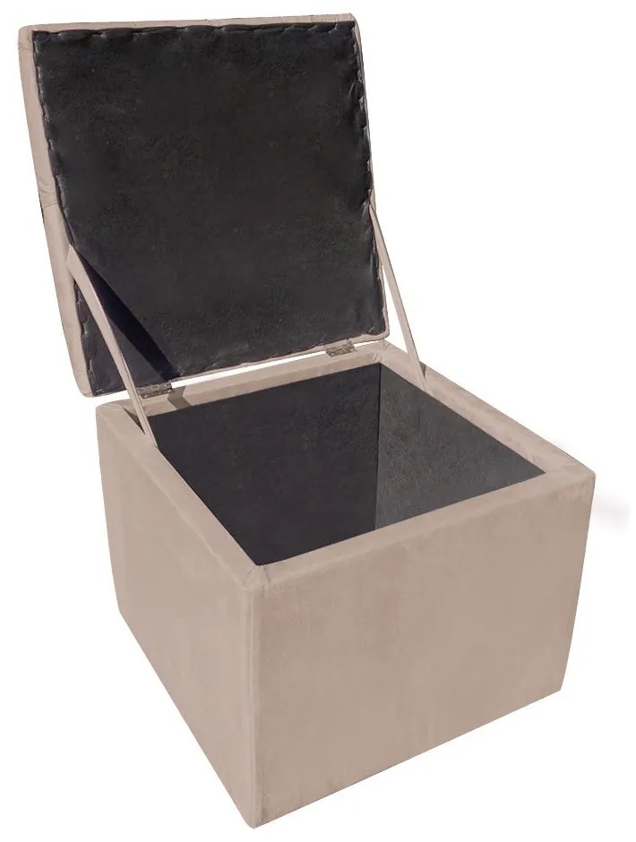 PUFF BAU CAPITONE QUADRADO SUEDE BEGE -